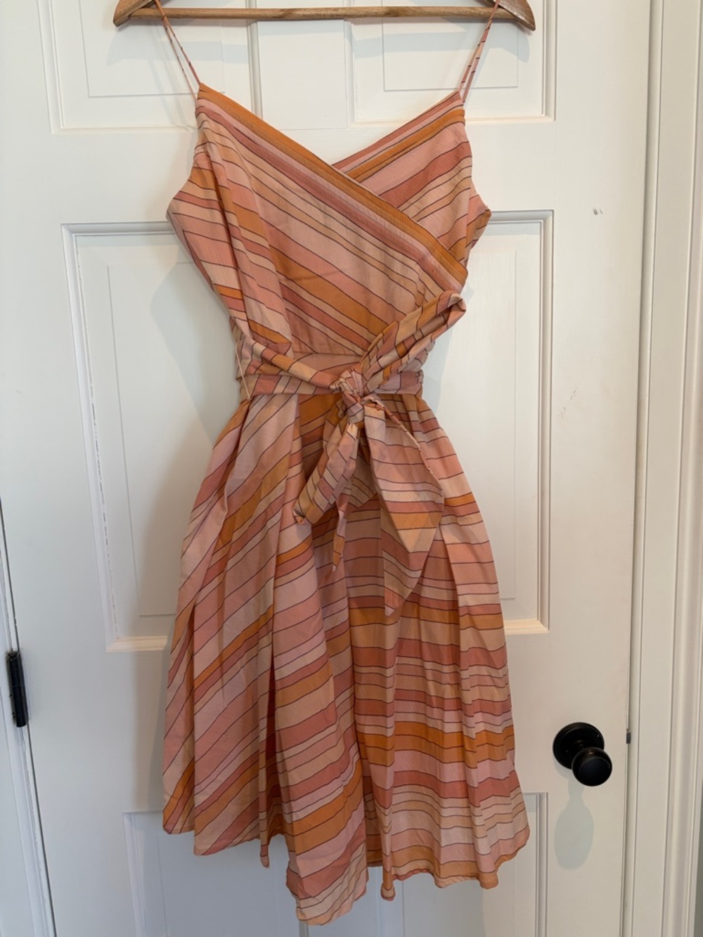 Marc Jacobs Pink & Mustard Striped Wrap Midi Dress